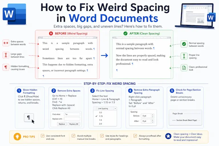How to Fix Weird Spacing in Word Documents
